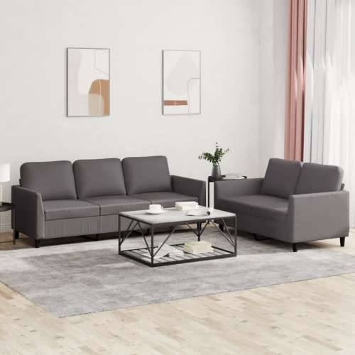 2-dijelni set sofa s jastucima sivi od umjetne kože - Siva s jastučićima Cijena