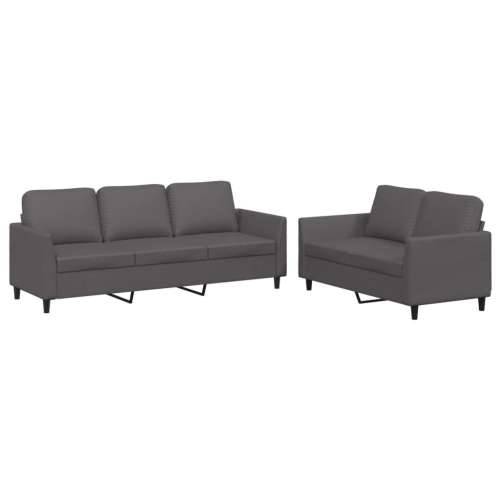 2-dijelni set sofa s jastucima sivi od umjetne kože - Siva s jastučićima Cijena