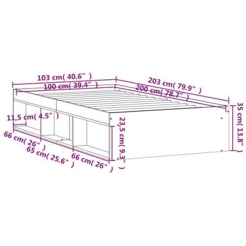 Okvir za krevet boja dimljenog hrasta 100x200 cm - Dimljeni hrast 100 x 200 cm Cijena