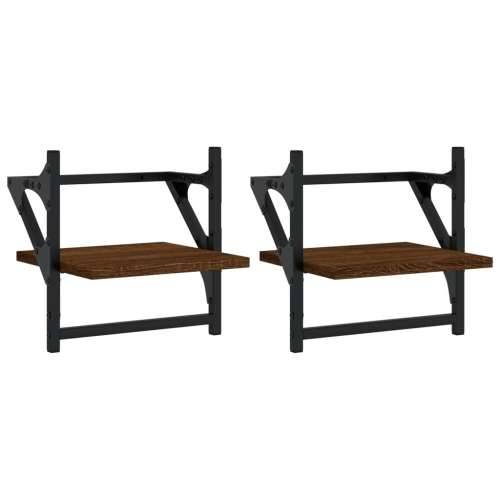 Zidne police s prečkama 2 kom smeđa boja hrasta 30x25x30 cm - Smeđi hrast 30 x 25 x 30 cm 2 1 Cijena