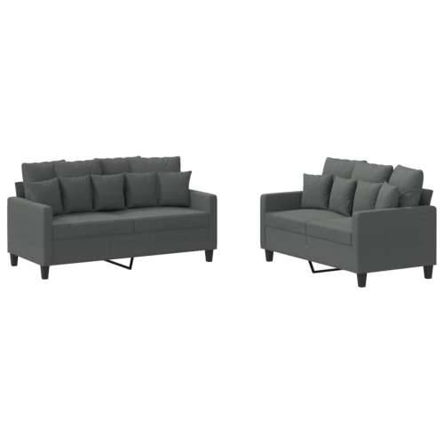 2-dijelni set sofa s jastucima tamnosivi od tkanine - Tamno siva s jastučićima Cijena
