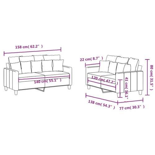 2-dijelni set sofa s jastucima tamnosivi od tkanine - Tamno siva s jastučićima Cijena