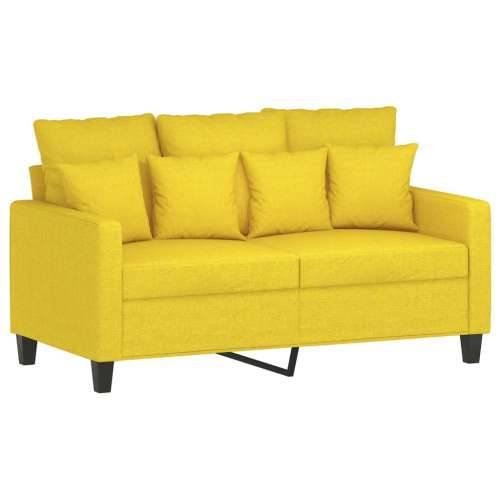 3-dijelni set sofa s jastucima svjetložuti od tkanine - Svjetložuta s jastučićima i tabureom Cijena