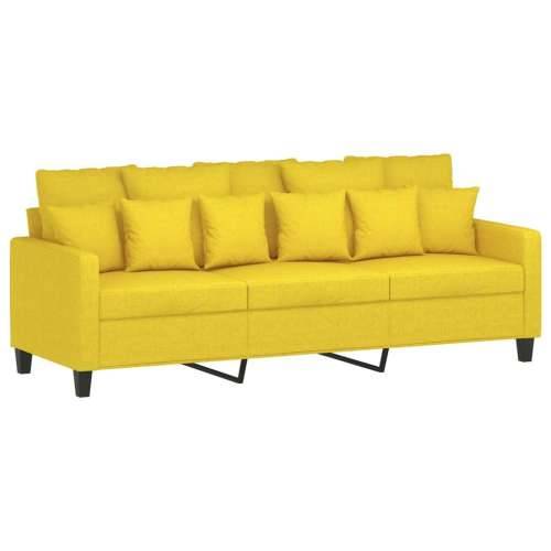 3-dijelni set sofa s jastucima svjetložuti od tkanine - Svjetložuta s jastučićima i tabureom Cijena