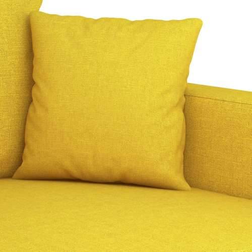 3-dijelni set sofa s jastucima svjetložuti od tkanine - Svjetložuta s jastučićima i tabureom Cijena