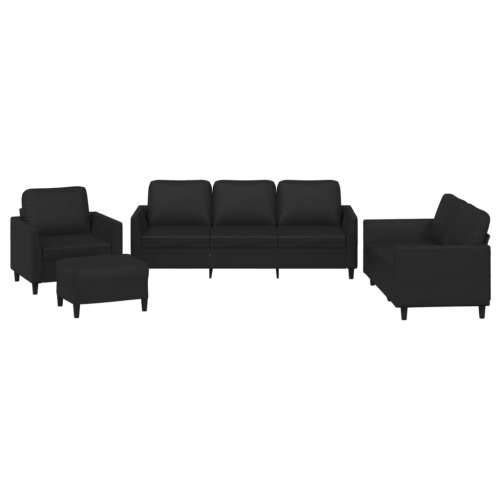 4-dijelni set sofa s jastucima crni od umjetne kože - Crna s jastučićima i tabureom Cijena