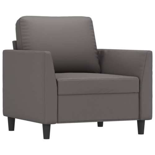 4-dijelni set sofa s jastucima sivi od umjetne kože - Siva s jastučićima i tabureom Cijena