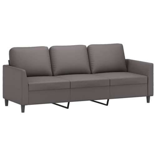 4-dijelni set sofa s jastucima sivi od umjetne kože - Siva s jastučićima i tabureom Cijena