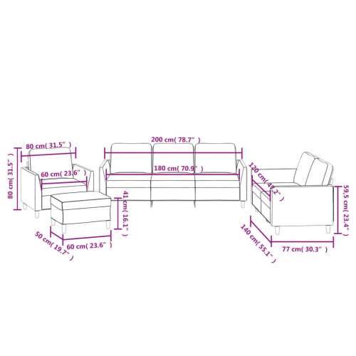 4-dijelni set sofa s jastucima sivi od umjetne kože - Siva s jastučićima i tabureom Cijena