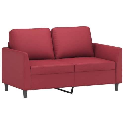2-dijelni set sofa s jastucima boja vina od umjetne kože - boja crnog vina s jastučićima Cijena