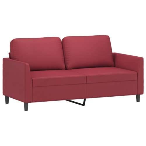 2-dijelni set sofa s jastucima boja vina od umjetne kože - boja crnog vina s jastučićima Cijena