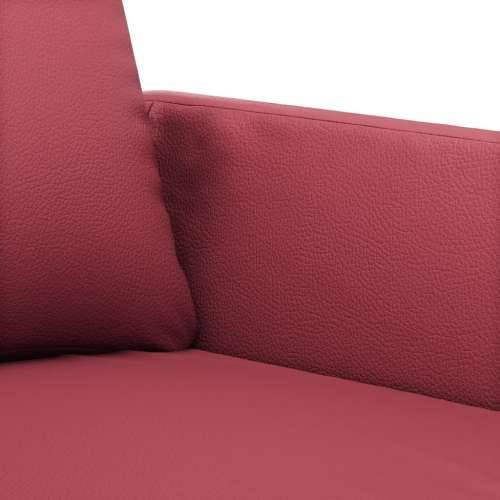 2-dijelni set sofa s jastucima boja vina od umjetne kože - boja crnog vina s jastučićima Cijena