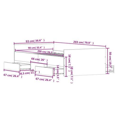 Okvir kreveta s uzglavljem i podnožjem crni 90 x 200 cm - Crna 90 x 200 cm Cijena