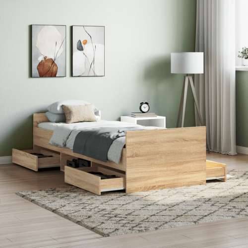 Okvir kreveta s uzglavljem i podnožjem boja hrasta 75 x 190 cm - sonoma hrast 75 x 190 cm Cijena