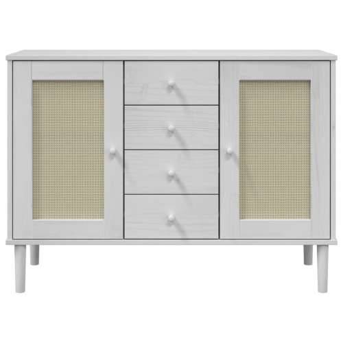 Komoda SENJA bijela izgled ratana 112x40x80 cm masivna borovina Bijela 1 Cijena