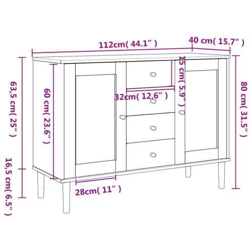 Komoda SENJA bijela izgled ratana 112x40x80 cm masivna borovina Bijela 1 Cijena