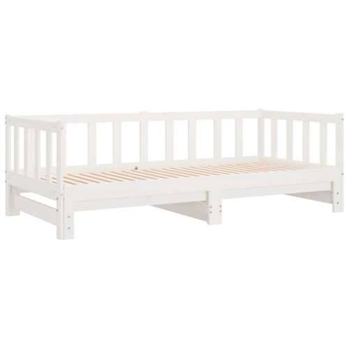 Dnevni krevet na razvlačenje bijeli 90x190 cm masivna borovina - Bijela 90 x 190 cm Cijena