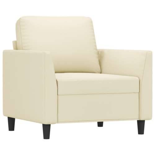 4-dijelni set sofa s jastucima krem od umjetne kože - Krema s jastučićima i tabureom Cijena