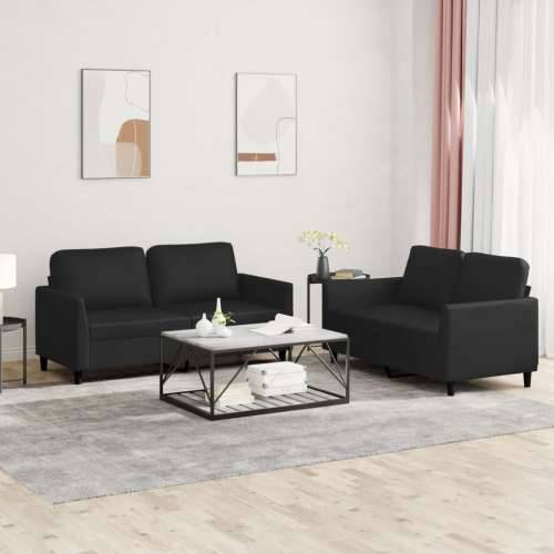 2-dijelni set sofa s jastucima crni od umjetne kože - Crna s jastučićima Cijena
