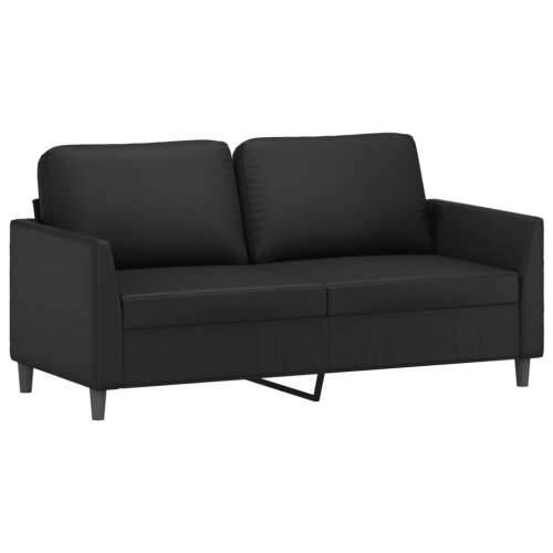 2-dijelni set sofa s jastucima crni od umjetne kože - Crna s jastučićima Cijena