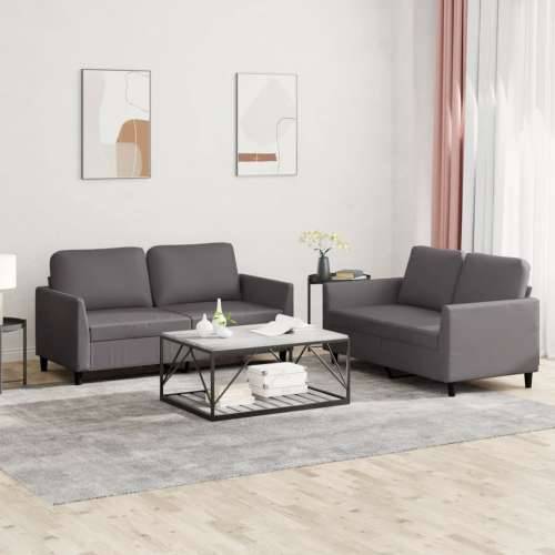 2-dijelni set sofa s jastucima sivi od umjetne kože - Siva s jastučićima Cijena