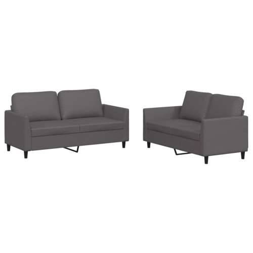 2-dijelni set sofa s jastucima sivi od umjetne kože - Siva s jastučićima Cijena