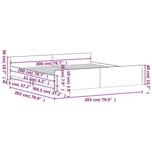 Okvir kreveta s uzglavljem i podnožjem boja betona 200x200 cm - Beton siva 200 x 200 cm Cijena