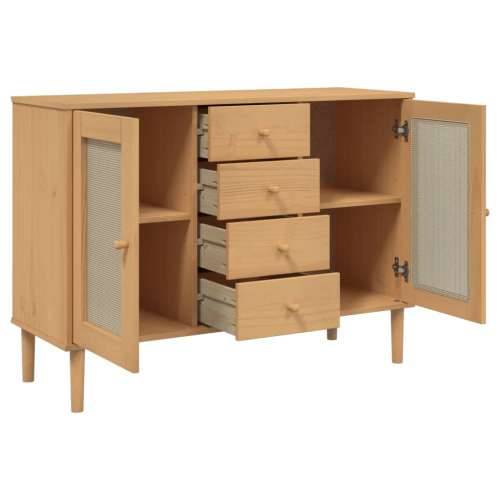 Komoda SENJA smeđa izgled ratana 112x40x80 cm masivna borovina - Smeđa 1 Cijena