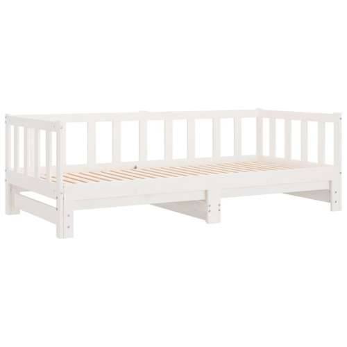 Dnevni krevet na razvlačenje bijeli 90x200 cm masivna borovina - Bijela 90 x 200 cm Cijena