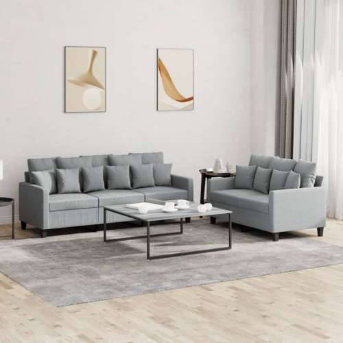 2-dijelni set sofa s jastucima svjetlosivi od tkanine - Svjetlosiva s jastučićima Cijena