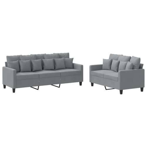 2-dijelni set sofa s jastucima svjetlosivi od tkanine - Svjetlosiva s jastučićima Cijena