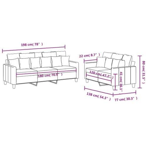 2-dijelni set sofa s jastucima svjetlosivi od tkanine - Svjetlosiva s jastučićima Cijena