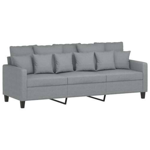 3-dijelni set sofa s jastucima svjetlosivi od tkanine - Svjetlosiva s jastučićima i tabureom Cijena