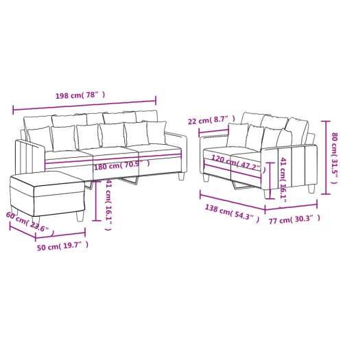 3-dijelni set sofa s jastucima svjetlosivi od tkanine - Svjetlosiva s jastučićima i tabureom Cijena