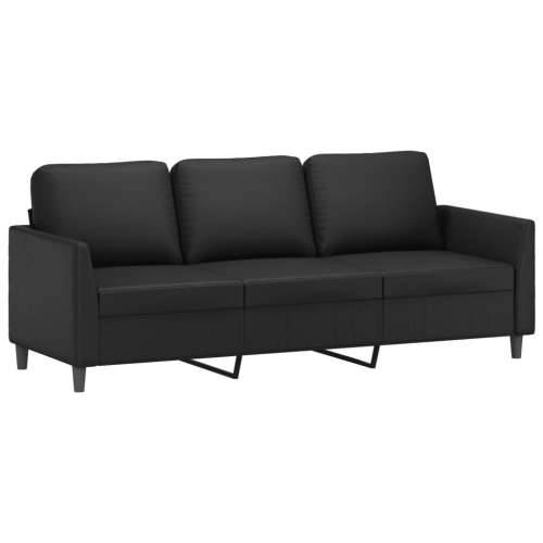 3-dijelni set sofa s jastucima crni od umjetne kože - Crna s jastučićima Cijena