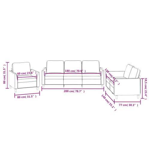3-dijelni set sofa s jastucima crni od umjetne kože - Crna s jastučićima Cijena