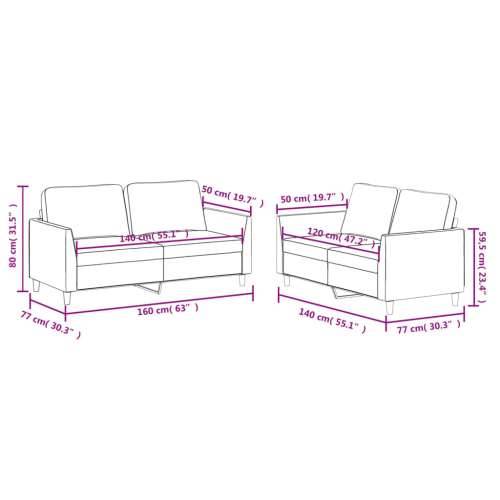 2-dijelni set sofa s jastucima boja cappuccina od umjetne kože - Boja cappuccina s jastučićima Cijena