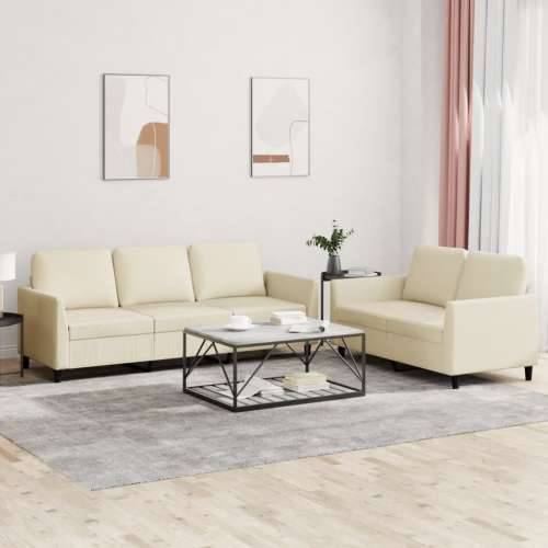 2-dijelni set sofa s jastucima krem od umjetne kože - Krema s jastučićima Cijena