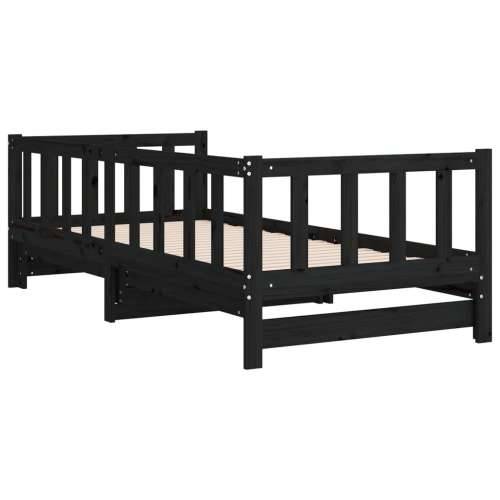 Dnevni krevet na razvlačenje crni 90 x 200 cm masivna borovina - Crna 90 x 200 cm Cijena