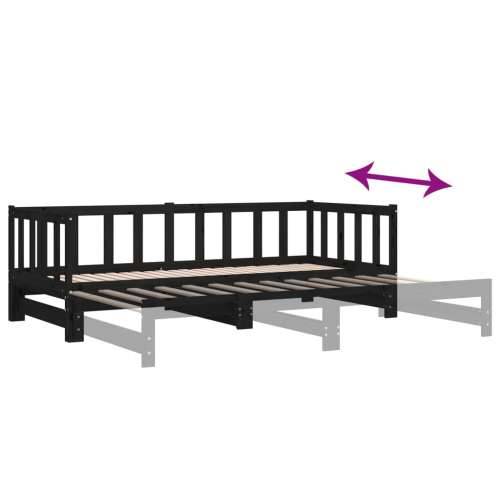 Dnevni krevet na razvlačenje crni 90 x 200 cm masivna borovina - Crna 90 x 200 cm Cijena