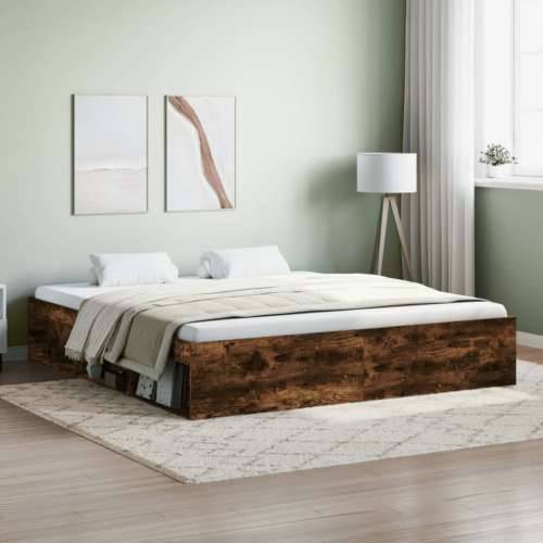 Okvir za krevet boja hrasta 180 x 200 cm veliki bračni - Dimljeni hrast 180 x 200 cm Cijena