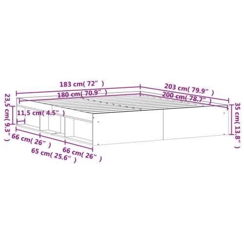 Okvir za krevet boja hrasta 180 x 200 cm veliki bračni - Dimljeni hrast 180 x 200 cm Cijena
