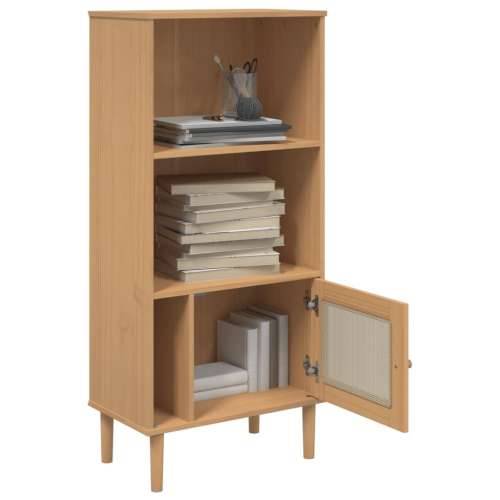 Regal za knjige SENJA izgled ratana smeđi 60x35x130 cm borovina - Smeđa 1 Cijena