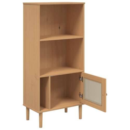 Regal za knjige SENJA izgled ratana smeđi 60x35x130 cm borovina - Smeđa 1 Cijena