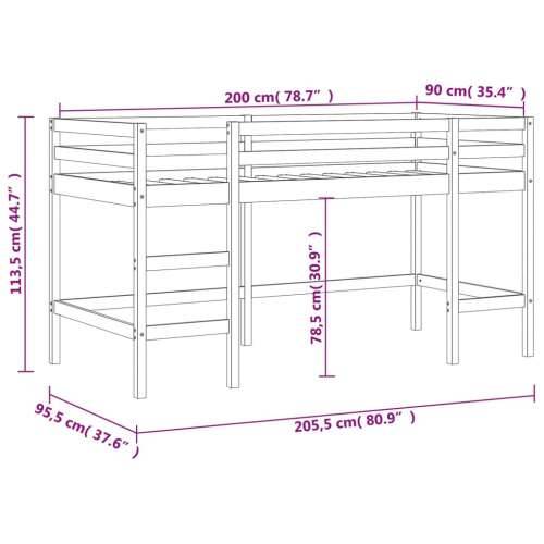 Dječji krevet na kat s ljestvama bijeli 90 x 200 cm od borovine - Bijela 90 x 200 cm Cijena