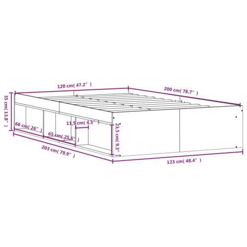 Okvir za krevet boja dimljenog hrasta 120x200 cm - Dimljeni hrast 120 x 200 cm Cijena