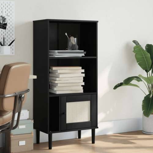 Regal za knjige SENJA izgled ratana crni 60x35x130 cm borovina - Crna 1 Cijena
