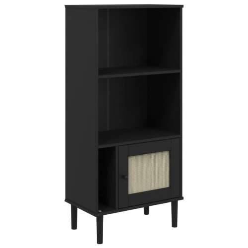 Regal za knjige SENJA izgled ratana crni 60x35x130 cm borovina - Crna 1 Cijena