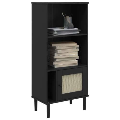 Regal za knjige SENJA izgled ratana crni 60x35x130 cm borovina - Crna 1 Cijena