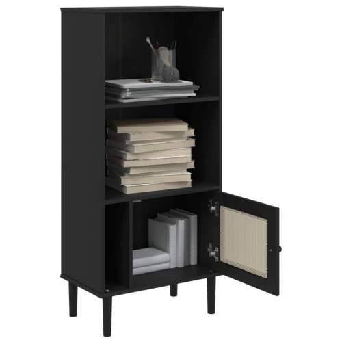 Regal za knjige SENJA izgled ratana crni 60x35x130 cm borovina - Crna 1 Cijena